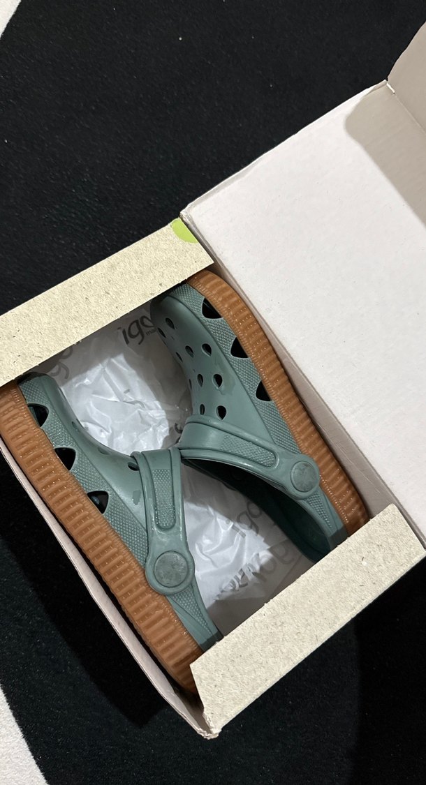 Gri/Yeşil Erkek Çocuk Tokalı Terlik - Görsel 5