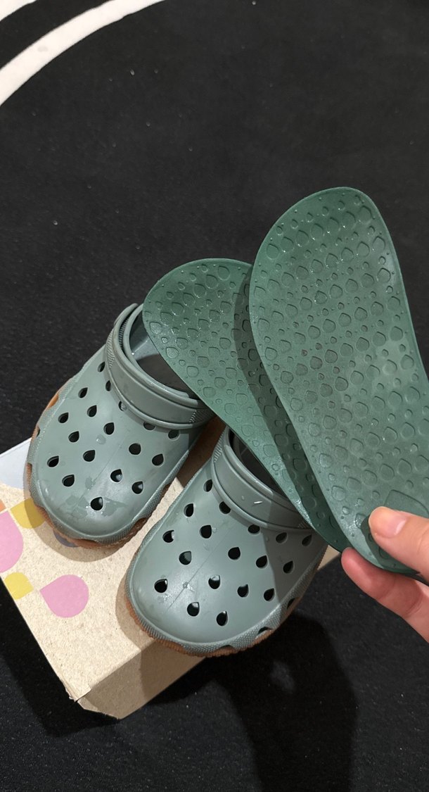 Gri/Yeşil Erkek Çocuk Tokalı Terlik - Görsel 2