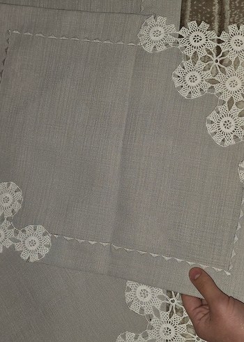 Gri Nakışlı Bohem Masa Örtüsü - Görsel 4