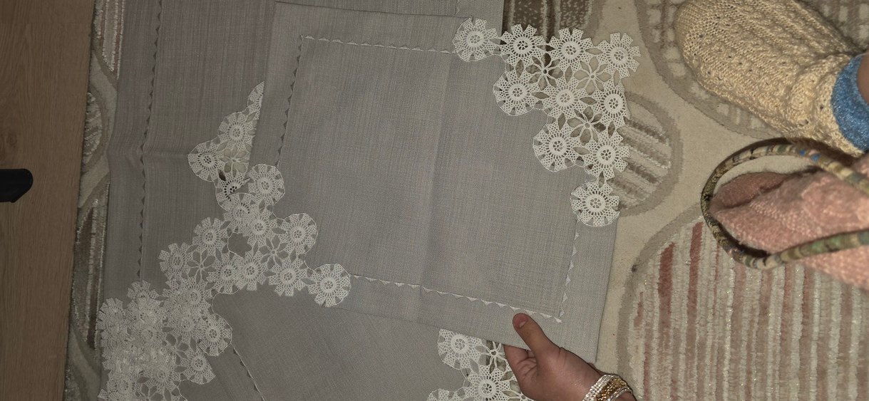 Gri Nakışlı Bohem Masa Örtüsü - Görsel 4