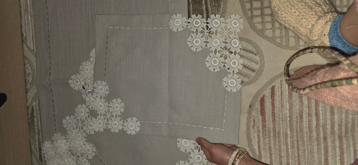 Gri Nakışlı Bohem Masa Örtüsü - Görsel 2