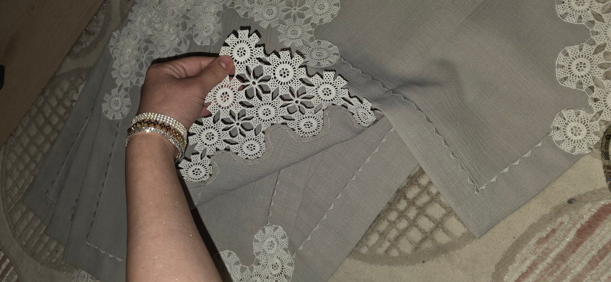 Gri Nakışlı Bohem Masa Örtüsü - Görsel 5