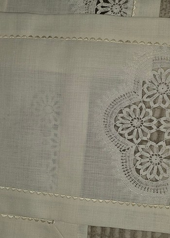 Nakışlı Beyaz Masa Örtüsü takımı - Görsel 6