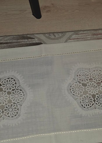 Nakışlı Beyaz Masa Örtüsü takımı - Görsel 10