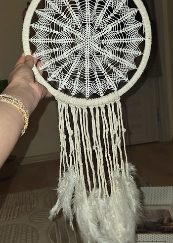 Beyaz Örgü Rüya Kapanı Dekorasyonu - Görsel 3