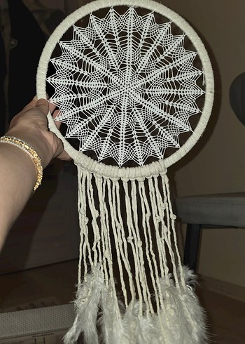 Beyaz Örgü Rüya Kapanı Dekorasyonu - Görsel 5