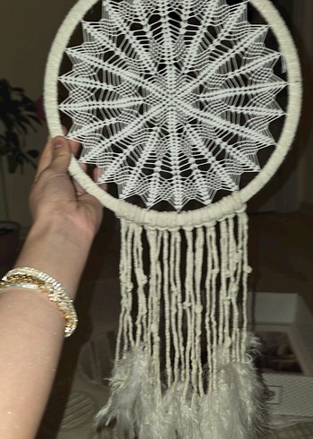 Beyaz Örgü Rüya Kapanı Dekorasyonu - Görsel 2
