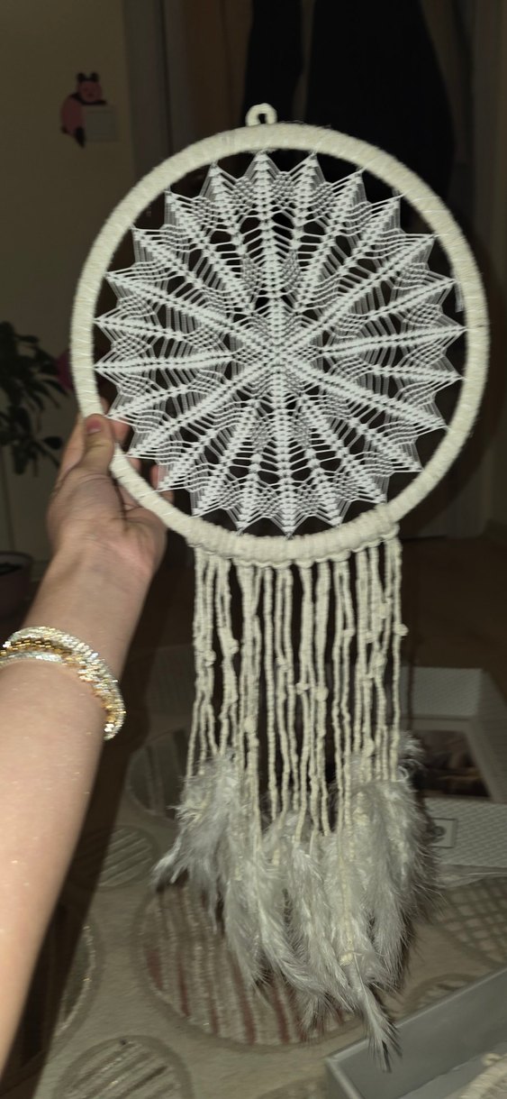Beyaz Örgü Rüya Kapanı Dekorasyonu - Görsel 2