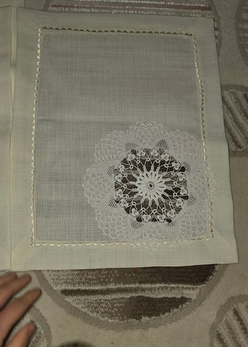 Bohem Dantel İşlemeli El Yapımı Keten Örtü - Görsel 9