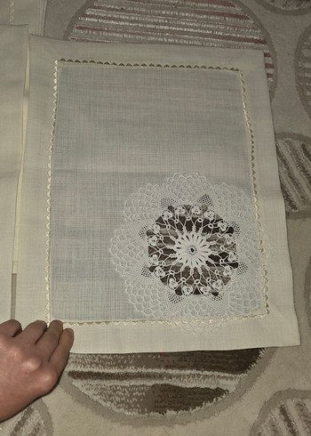 Bohem Dantel İşlemeli El Yapımı Keten Örtü - Görsel 8