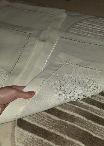 Bohem Dantel İşlemeli El Yapımı Keten Örtü - Görsel 5