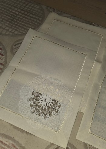 Bohem Dantel İşlemeli El Yapımı Keten Örtü - Görsel 4