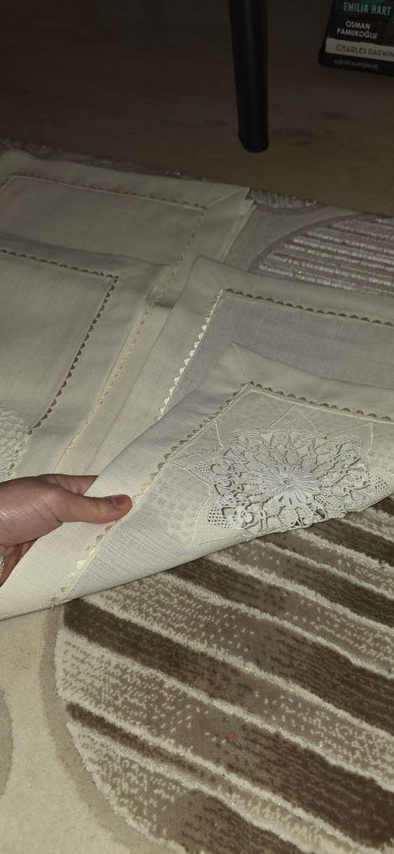 Bohem Dantel İşlemeli El Yapımı Keten Örtü - Görsel 5