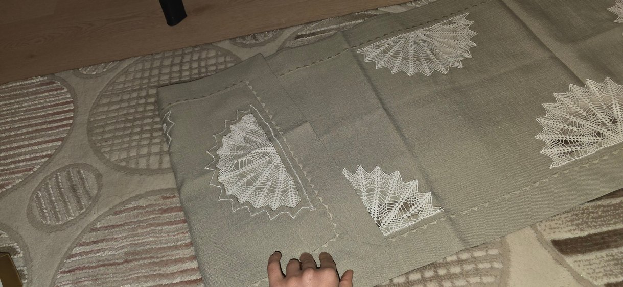 Nakışlı Bohem Gri Masa Örtüsü - Görsel 4