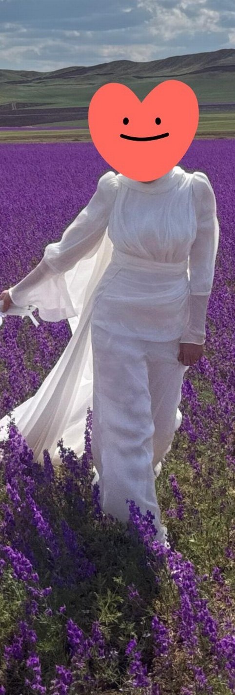 beyaz Uzun Kadın Elbise - Görsel 4