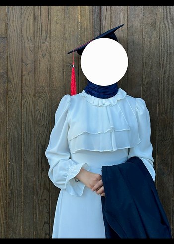 Beyaz Uzun Kollu  Elbise - Görsel 7