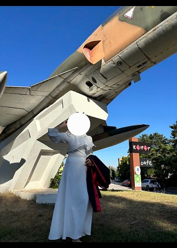 Beyaz Uzun Kollu  Elbise - Görsel 2