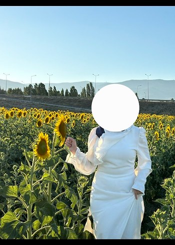 Beyaz Uzun Kollu  Elbise - Görsel 5