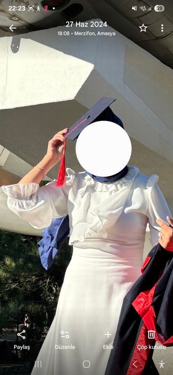 Beyaz Uzun Kollu  Elbise - Görsel 3