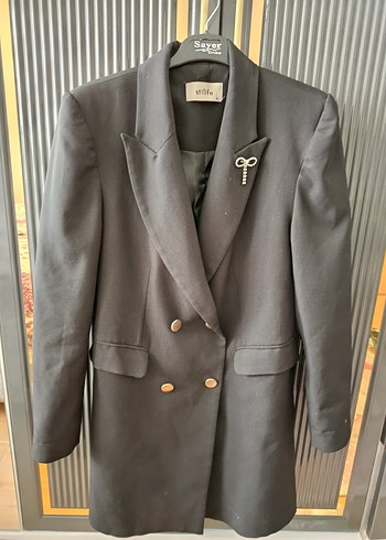 Gri Kadın Düğmeli Blazer Ceket