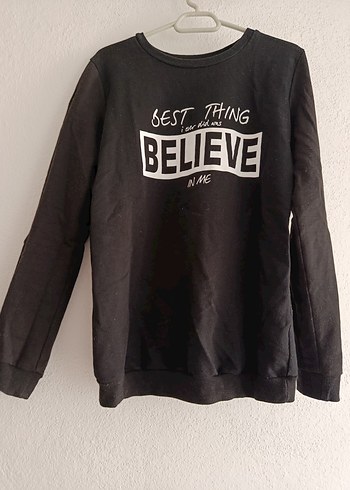 m Beden Siyah Baskılı Kadın Sweatshirt