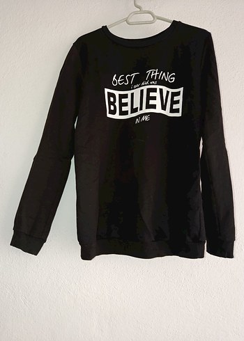 Siyah Baskılı Kadın Sweatshirt