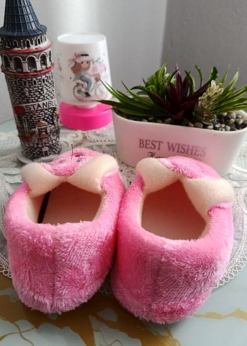 Pembe Nakışlı Kız Çocuk Sıcak Ev Terliği - Görsel 5