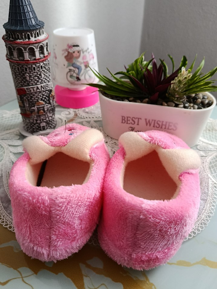 Pembe Nakışlı Kız Çocuk Sıcak Ev Terliği - Görsel 5