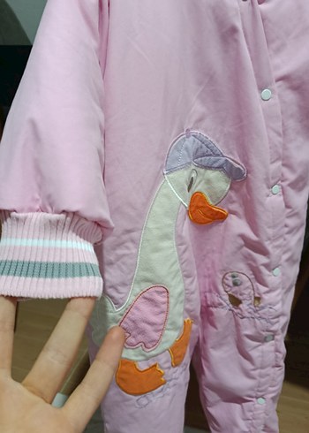 Pembe Nakışlı Bebek Kış Tulumu - Görsel 2
