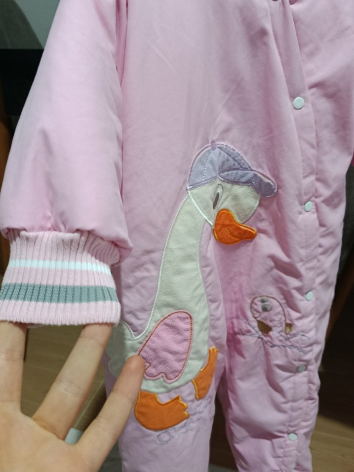 Pembe Nakışlı Bebek Kış Tulumu - Görsel 2