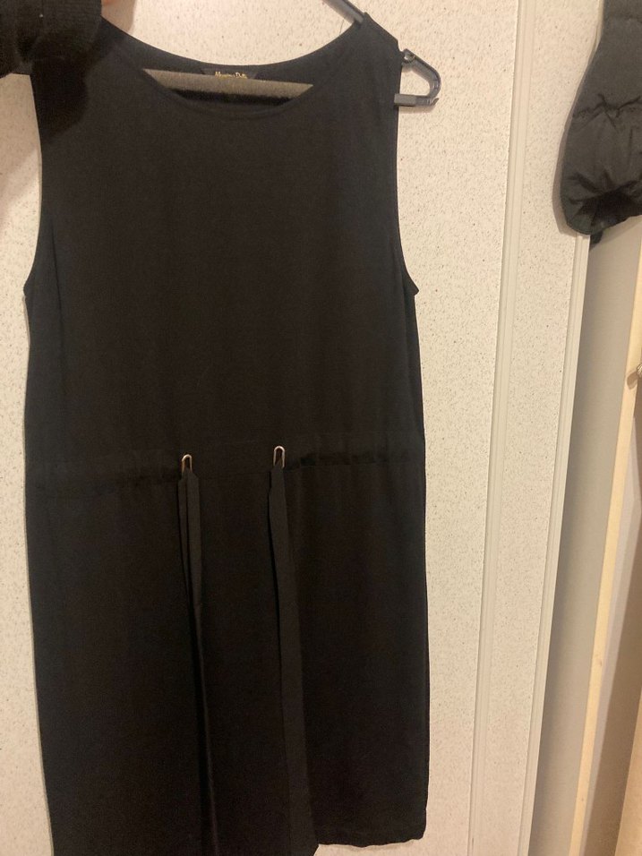 Kemer Detaylı Siyah Midi Elbise - Görsel 2