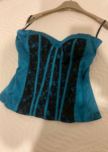 Straplez Mavi Gotik Büstiyer