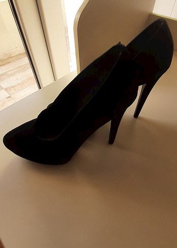 Siyah Süet Stiletto Topuklu Kadın Ayakkabı - Görsel 5