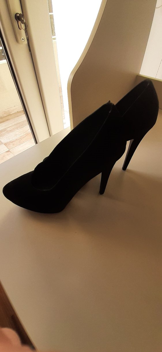 Siyah Süet Stiletto Topuklu Kadın Ayakkabı - Görsel 5
