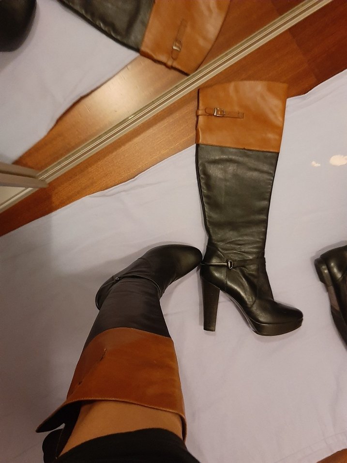DIVARESE,Topuklu Toka Detaylı Deri Dizüstü Kadın Çizme - Görsel 3