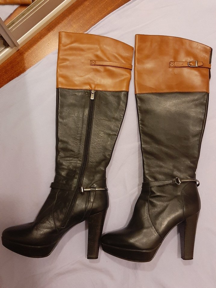 DIVARESE,Topuklu Toka Detaylı Deri Dizüstü Kadın Çizme - Görsel 2