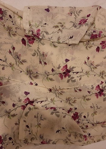 Ekru renk.Çiçek Desenli Bohem Kadın Bluz - Görsel 3