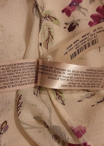 Ekru renk.Çiçek Desenli Bohem Kadın Bluz - Görsel 5