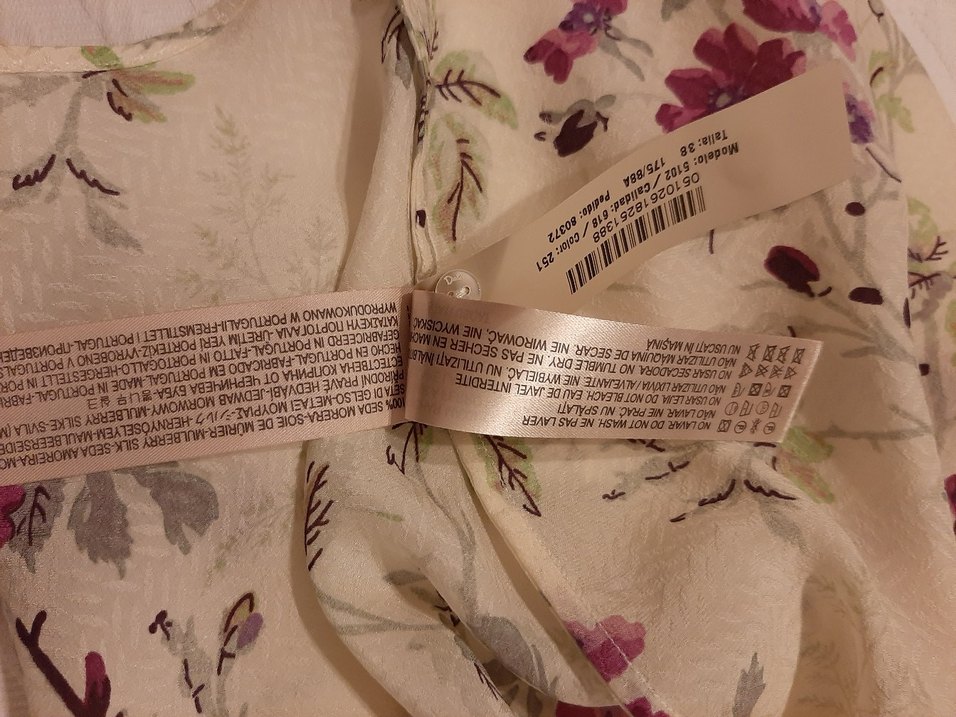 Ekru renk.Çiçek Desenli Bohem Kadın Bluz - Görsel 5