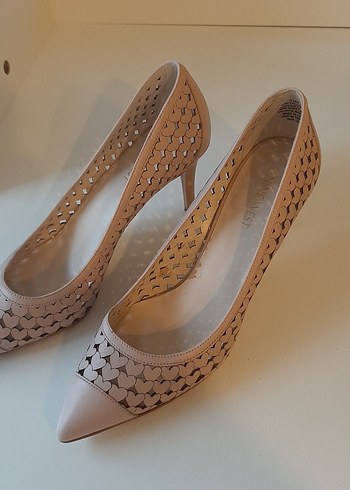 Bej Dantel Detaylı Stiletto Topuklu Kadın Ayakkabı - Görsel 2