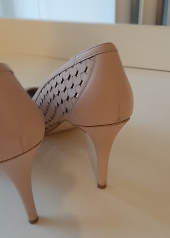 Bej Dantel Detaylı Stiletto Topuklu Kadın Ayakkabı - Görsel 6