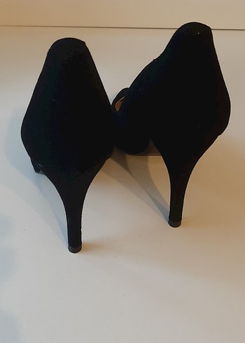 Siyah Süet Stiletto Kadın Topuklu Ayakkabı - Görsel 2