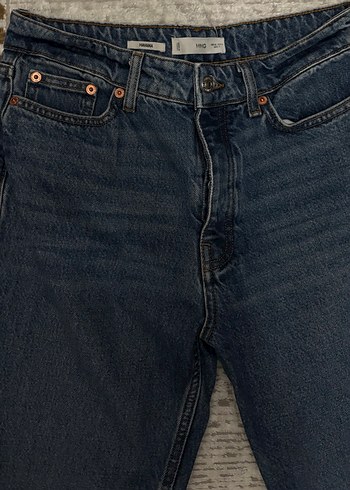 36 Beden Düğmeli Mavi Denim Kadın Pantolon
