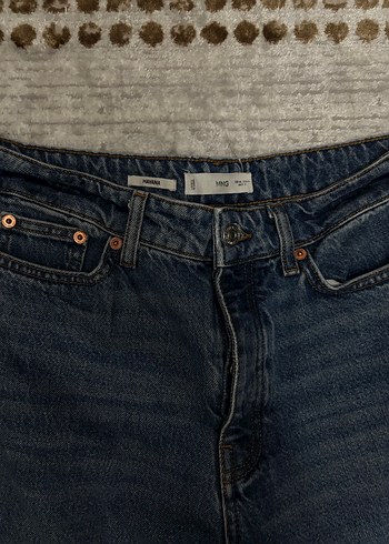 Mango Düğmeli Mavi Denim Kadın Pantolon