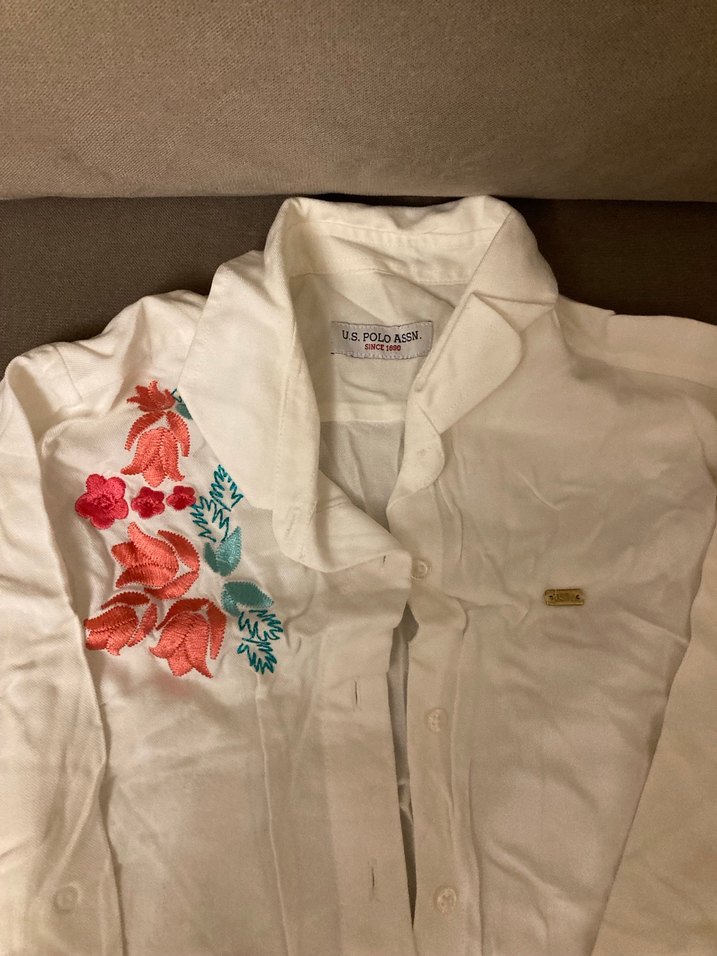 Nakışlı, Uzun Kollu Beyaz Gömlek - Görsel 2