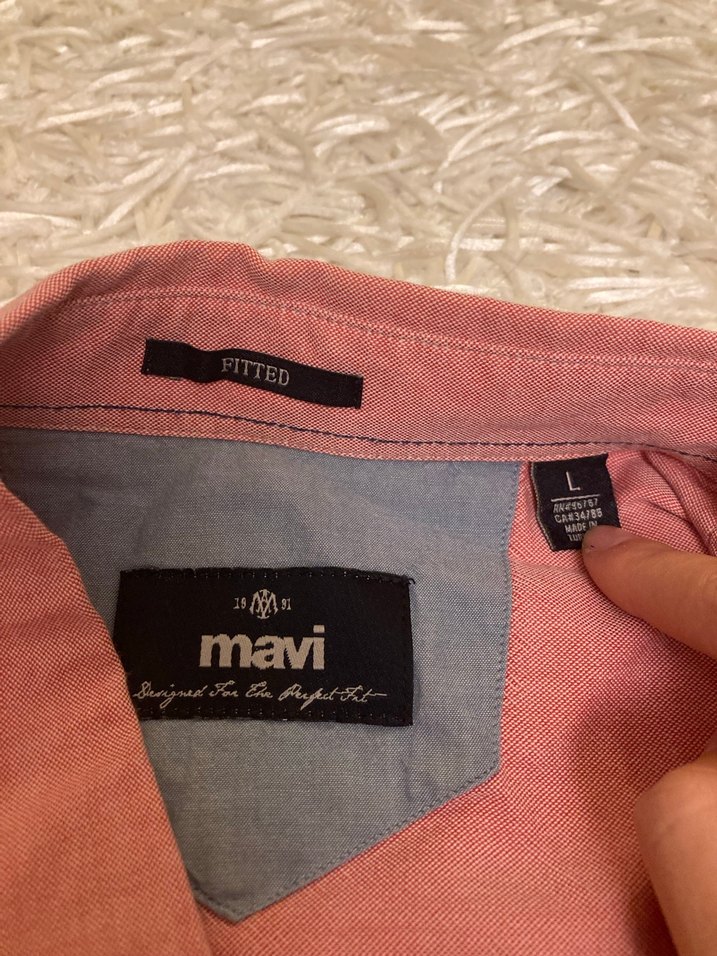 Kırmızı Pamuklu Uzun Kollu Erkek Gömlek - Görsel 2