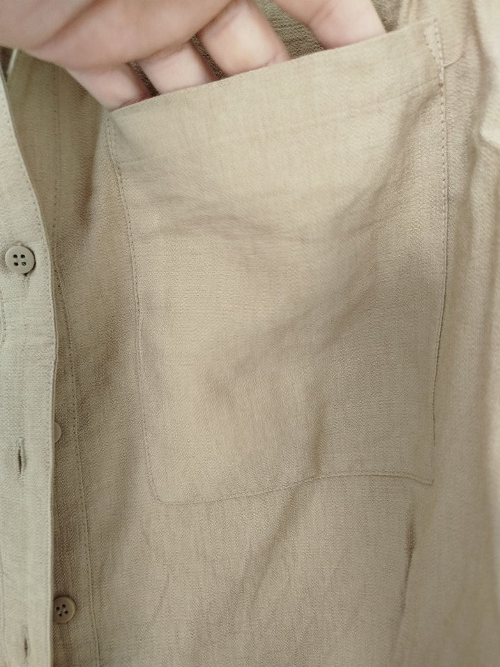 Bej Keten Kadın Gömlek - Görsel 3