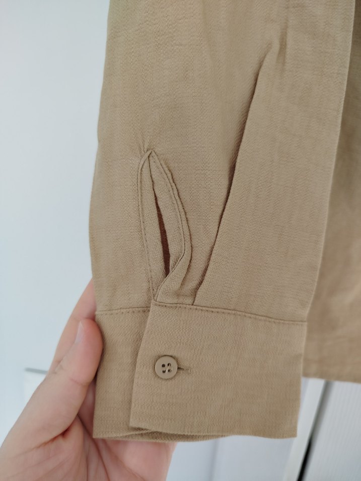 Bej Keten Kadın Gömlek - Görsel 2