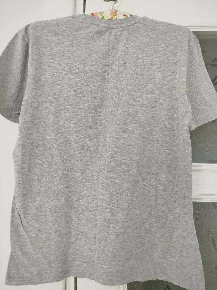 Gri Baskılı Mavi Jeans Erkek Tişört - Görsel 4