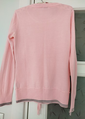 Pembe Nakışlı Uzun Kollu Triko Kazak - Görsel 4